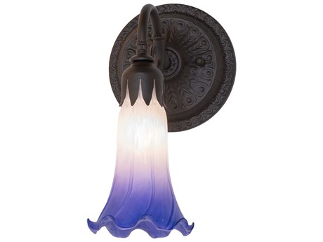 Meyda Pond Lily 1-Light Oil Rubbed Bronze Glass Wall Sconce
