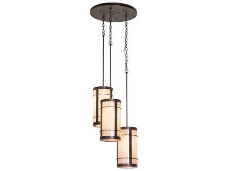 Meyda 3-Light Mahogany Bronze Glass Cylinder Pendant