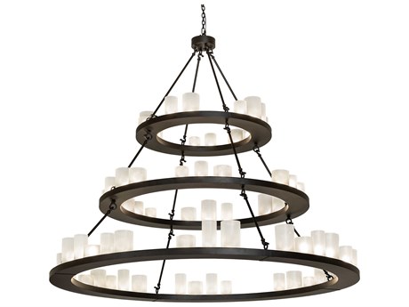 Meyda Loxley 63-Light Oil Rubbed Bronze Glass Cylinder Tiered Chandelier