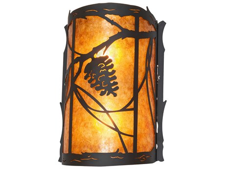 Meyda Whispering Pines 2-Light Oil Rubbed Bronze Glass Wall Sconce