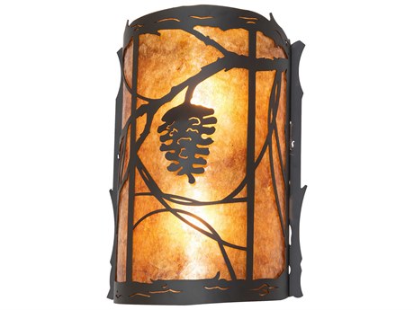 Meyda Whispering Pines 2-Light Oil Rubbed Bronze Glass Wall Sconce