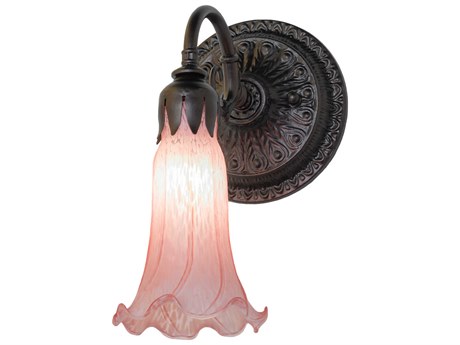 Meyda Pond Lily 1-Light Mahogany Bronze Glass Wall Sconce