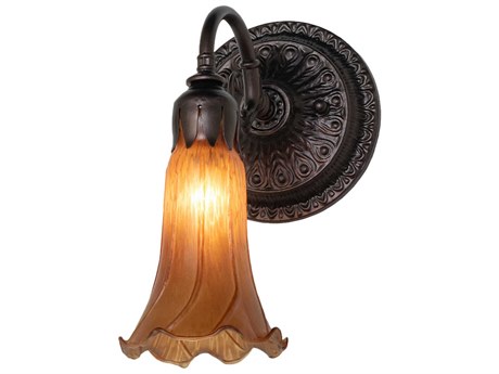 Meyda Pond Lily 1-Light Mahogany Bronze Glass Wall Sconce