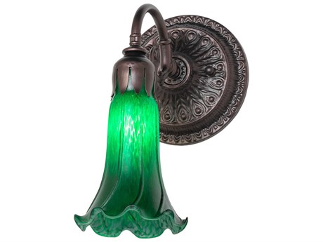 Meyda Pond Lily 1-Light Mahogany Bronze Glass Wall Sconce