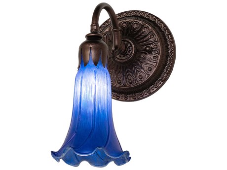 Meyda Pond Lily 1-Light Mahogany Bronze Glass Wall Sconce