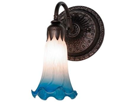 Meyda Pond Lily 1-Light Mahogany Bronze Glass Wall Sconce