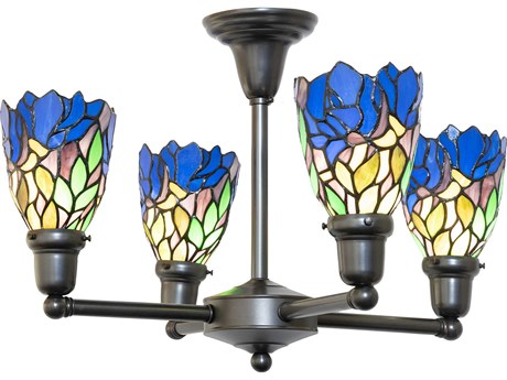 Meyda Iris 4-Light Craftsman Brown Bell Chandelier