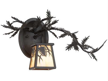 Meyda Pine Branch 1-Light Oil Rubbed Bronze Glass Wall Sconce