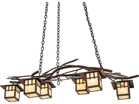 Meyda Winter Solstice 6-Light Oil Rubbed Bronze Glass Lantern Island Pendant