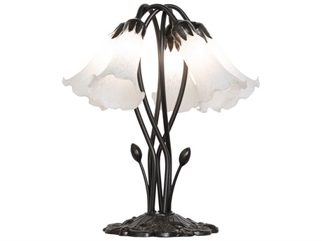 Meyda Pond Lily Mahogany Bronze Table Lamp