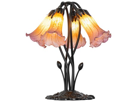 Meyda Pond Lily Mahogany Bronze Table Lamp