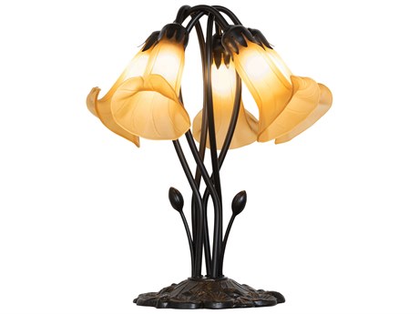 Meyda Pond Lily Mahogany Bronze Table Lamp