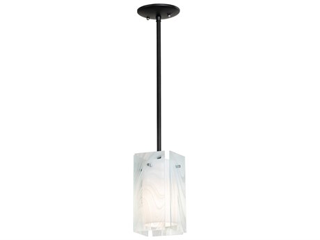 Meyda Quadrato 1-Light Solar Black Extreme Chrome Glass Mini Pendant