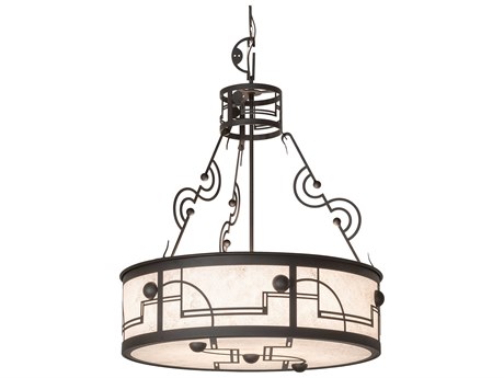Meyda Revival Deco 3-Light Oil Rubbed Bronze Drum Pendant