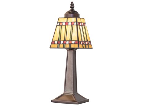 Meyda Prairie Corn Mahogany Bronze Ruby Green Beige Glass Table Lamp