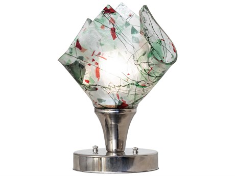 Meyda Handkerchief Nickel Ruby Green Glass Table Lamp