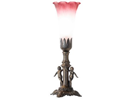 Meyda Pond Lily Antique Brass Table Lamp