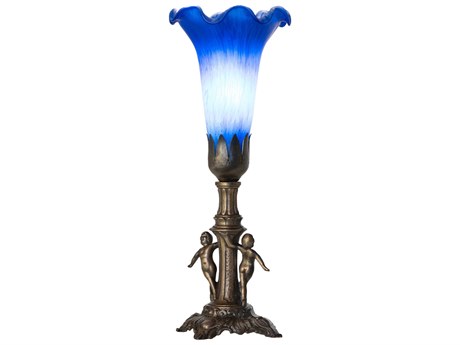 Meyda Pond Lily Antique Brass Table Lamp