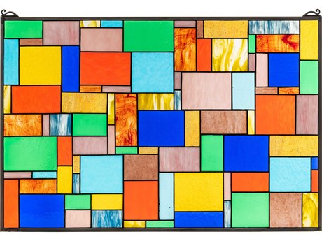 Meyda Meyer Darkened Brass 36" Stained Glass Window
