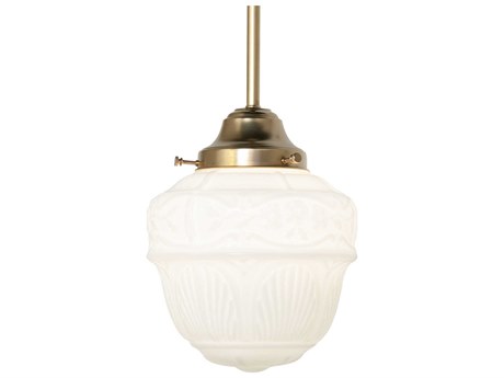Meyda Revival Schoolhouse 1-Light Natural Brass Mini Pendant