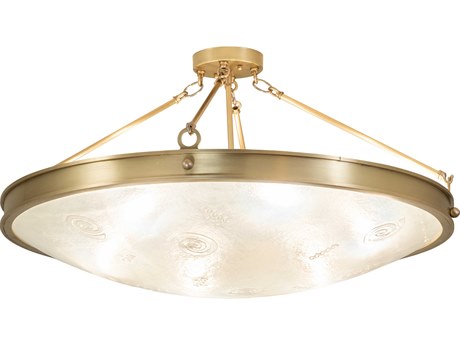Meyda Metro Fusion 6-Light Brushed Brass Glass Bowl Semi Flush Mount