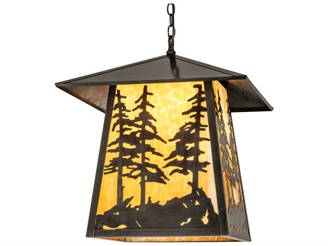 Meyda Stillwater Tall Pines 4-Light Craftsman Brown Lantern Pendant