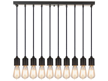 Meyda Alva 10-Light Blackwash Linear Island Pendant