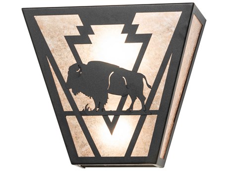 Meyda Buffalo 2-Light Textured Black Wall Sconce