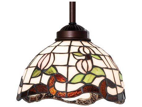 Meyda Roseborder 1-Light Mahogany Bronze Dome Mini Pendant