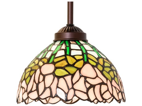Meyda Tiffany Cabbage Rose 1-Light Mahogany Bronze Glass Dome Mini Pendant