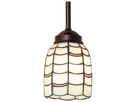 Meyda 1-Light Mahogany Bronze Glass Mini Pendant