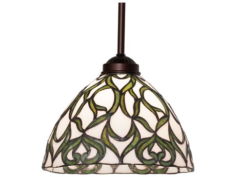 Meyda 1-Light Mahogany Bronze Glass Tiffany Dome Mini Pendant