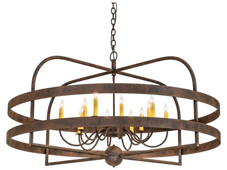 Meyda Aldari 12-Light Distressed Chestnut Brown Candelabra Chandelier