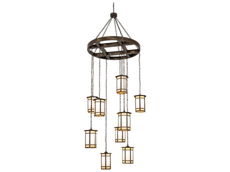 Meyda Asbury Turret 9-Light Antique Brass Pendant