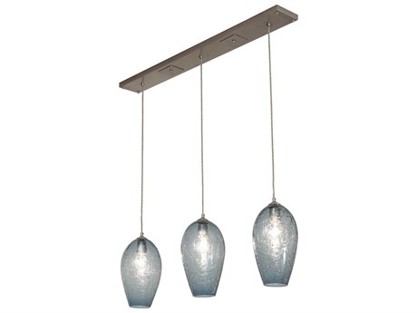 Meyda Crackle Orb 3-Light Brushed Nickel Island Pendant