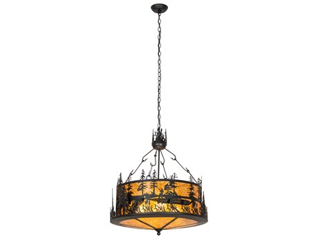 Meyda Bass And Fisherman 4-Light Solar Black Pendant