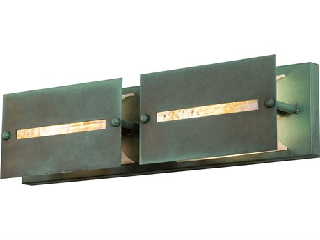 Meyda Moss Creek Tall 2-Light Aged Copper Over Antique Copper Vanity Light