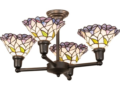 Meyda Daffodil 4-Light Craftsman Brown Chandelier