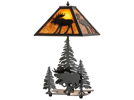Meyda Lone Moose Textured Black Table Lamp
