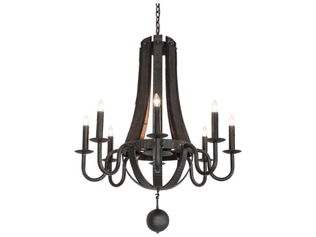 Meyda Barrel Stave Madera 8-Light Costello Black Charred Wood Chandelier