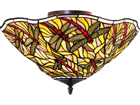 Meyda Swirling Dragonfly 3-Light Flush Mount