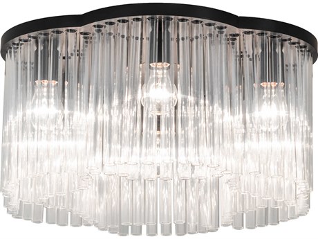 Meyda Ivela 6-Light Solar Black Flush Mount