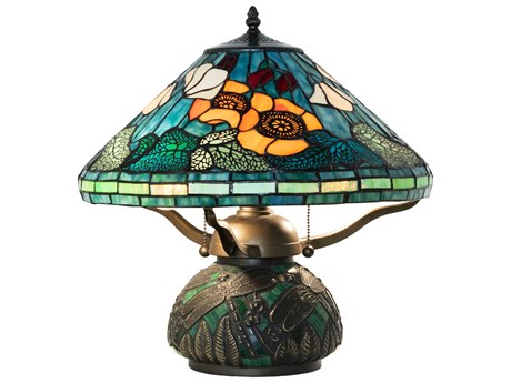 Meyda Tiffany Poppy Antique / Mahogany Bronze Table Lamp