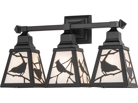 Meyda Song Bird Tall Solar Black Vanity Light