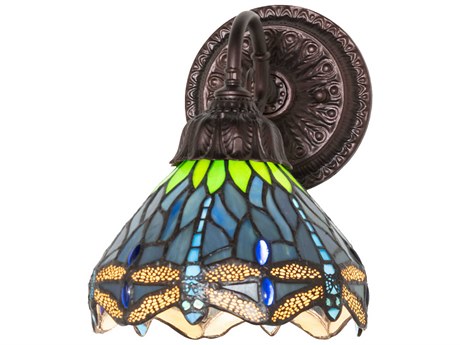 Meyda Tiffany Hanginghead Dragonfly 1-Light Mahogany Bronze Wall Sconce