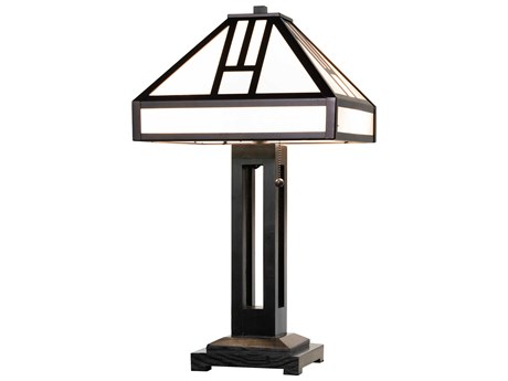 Meyda Mission White Opal Glass Table Lamp
