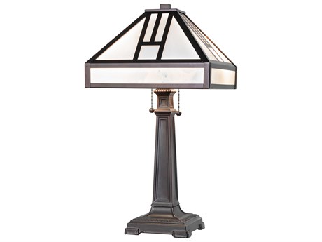 Meyda Mission White Opal Glass Table Lamp