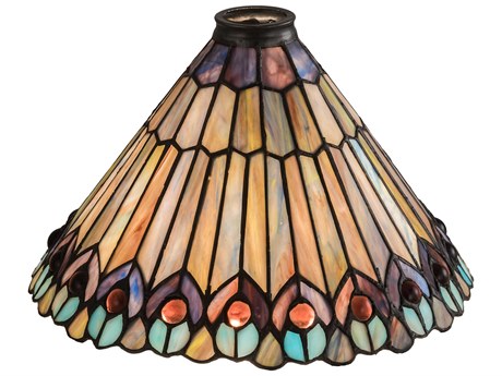 Meyda Blue / Green / Violet 12" Tiffany Jeweled Peacock Shade