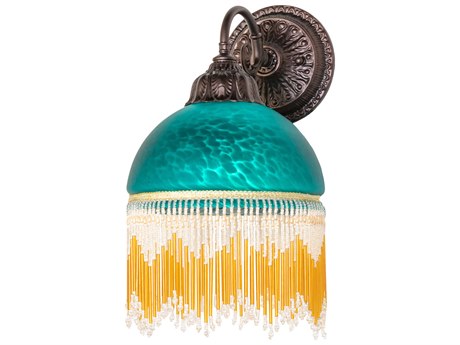 Meyda Roussillon 1-Light Teal Art Glass Wall Sconce