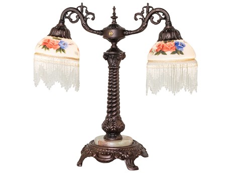 Meyda Roussillon White Art Glass Table Lamp